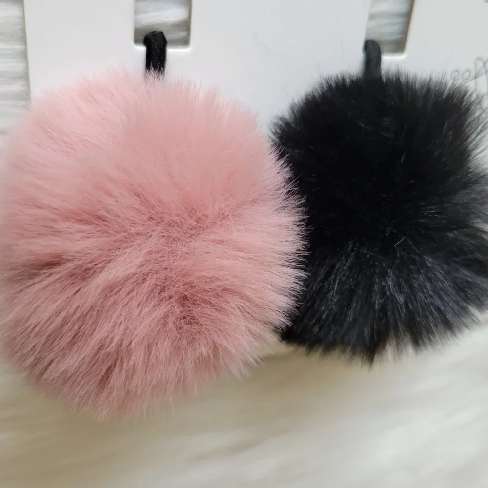 Surell Faux Fur Pom Pom Hair Ties